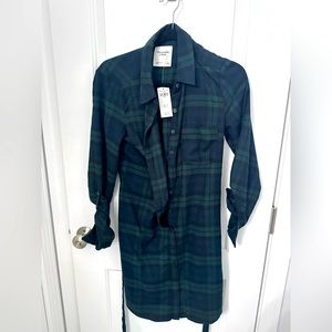 Abercrombie flannel plaid shirt dress, NWT